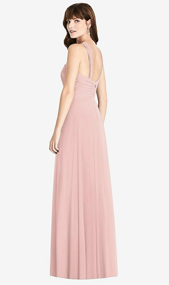 Back View - Rose - PANTONE Rose Quartz Twist Halter Chiffon Maxi Dress - James