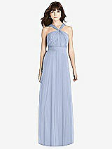 Front View Thumbnail - Sky Blue Twist Halter Chiffon Maxi Dress - James