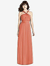 Front View Thumbnail - Terracotta Copper Twist Halter Chiffon Maxi Dress - James