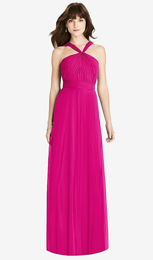 Front View - Think Pink Twist Halter Chiffon Maxi Dress - James