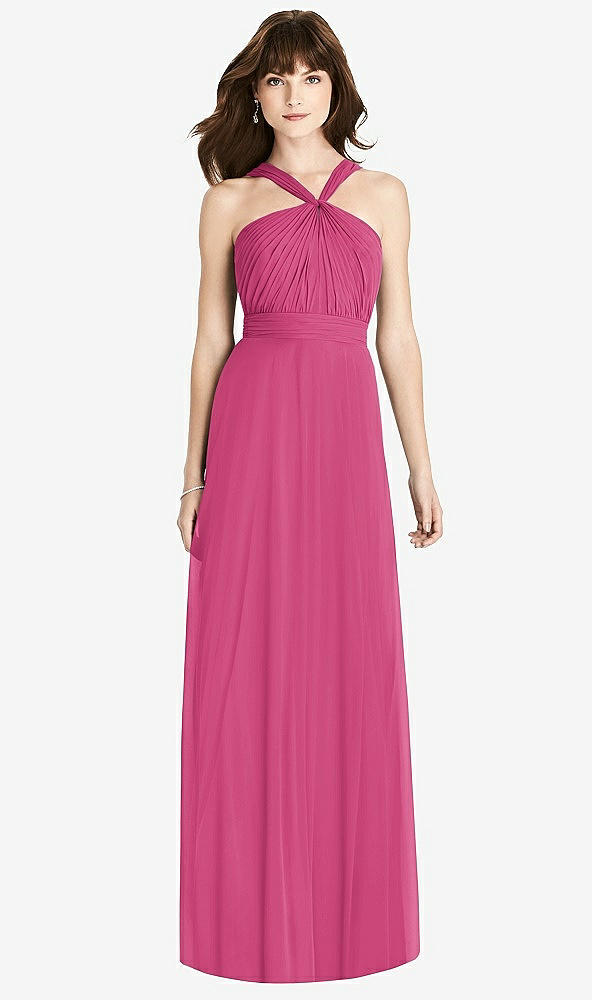 Front View - Tea Rose Twist Halter Chiffon Maxi Dress - James