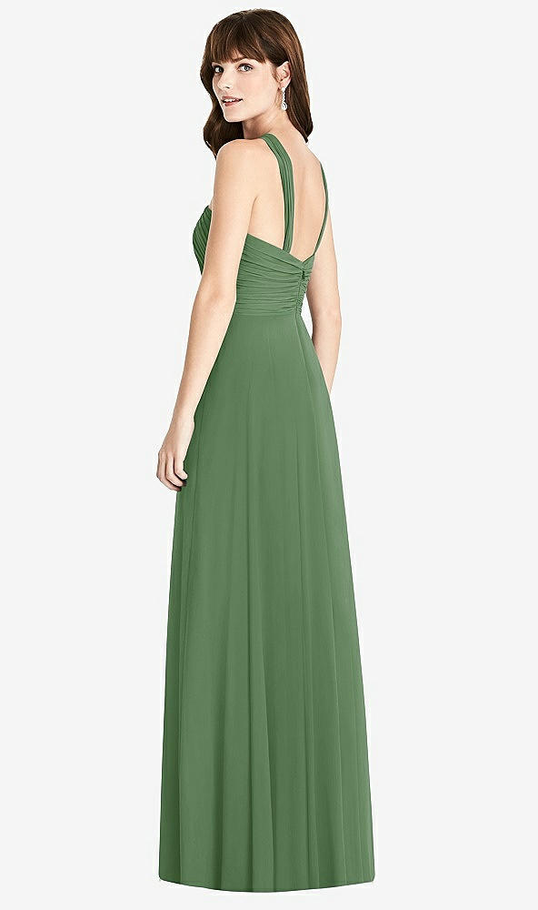 Back View - Vineyard Green Twist Halter Chiffon Maxi Dress - James