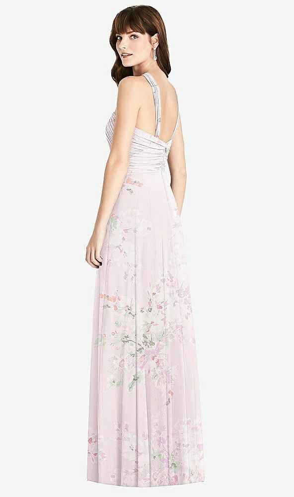 Back View - Watercolor Print Twist Halter Chiffon Maxi Dress - James