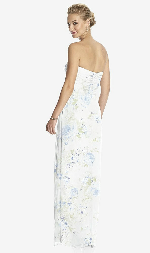 Back View - Bleu Garden Strapless Draped Chiffon Maxi Dress - Lila