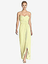 Front View Thumbnail - Butter Yellow Strapless Draped Chiffon Maxi Dress - Lila