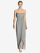 Front View Thumbnail - Chelsea Gray Strapless Draped Chiffon Maxi Dress - Lila