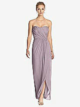 Front View Thumbnail - Lilac Dusk Strapless Draped Chiffon Maxi Dress - Lila