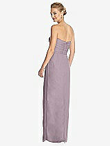 Rear View Thumbnail - Lilac Dusk Strapless Draped Chiffon Maxi Dress - Lila