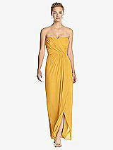 Front View Thumbnail - NYC Yellow Strapless Draped Chiffon Maxi Dress - Lila