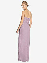 Rear View Thumbnail - Suede Rose Strapless Draped Chiffon Maxi Dress - Lila