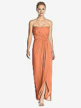 Front View Thumbnail - Sweet Melon Strapless Draped Chiffon Maxi Dress - Lila