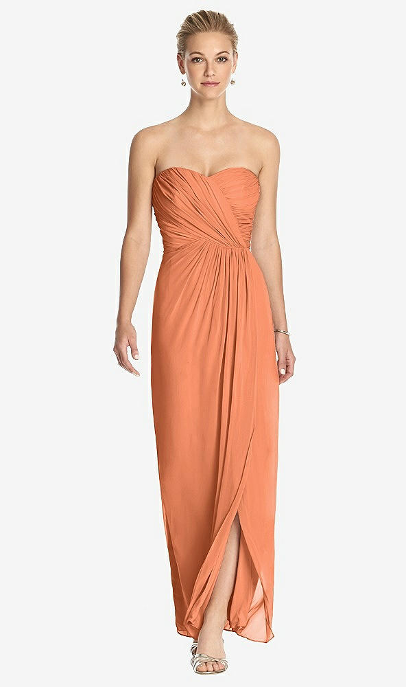 Front View - Sweet Melon Strapless Draped Chiffon Maxi Dress - Lila