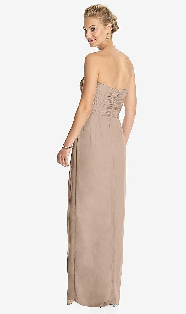 Back View - Topaz Strapless Draped Chiffon Maxi Dress - Lila