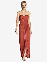 Front View Thumbnail - Amber Sunset Strapless Draped Chiffon Maxi Dress - Lila