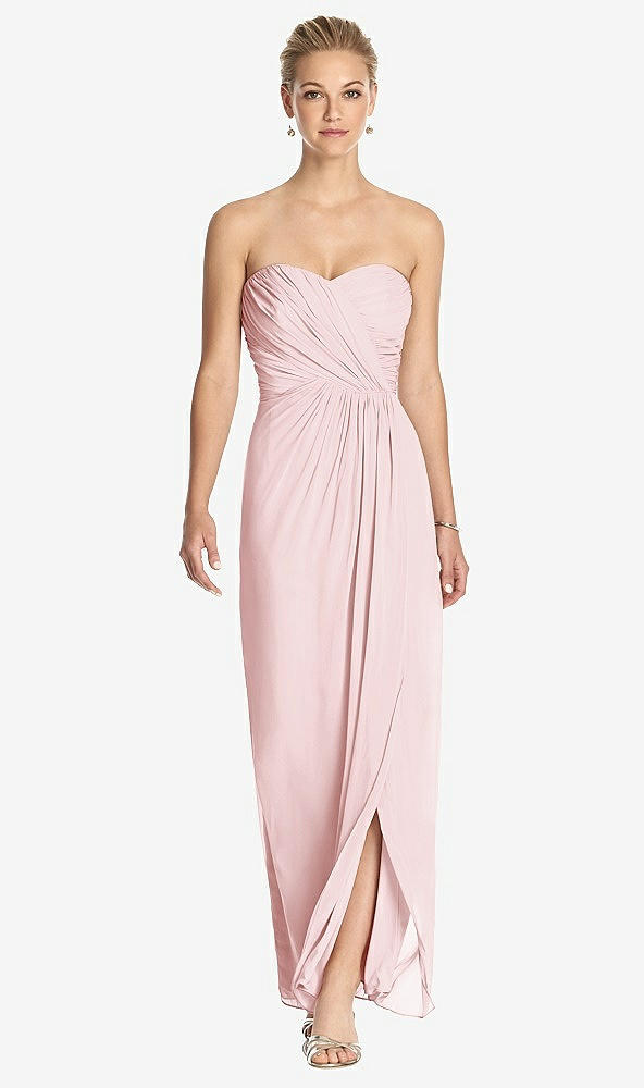 Front View - Ballet Pink Strapless Draped Chiffon Maxi Dress - Lila