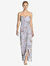 Front View Thumbnail - Butterfly Botanica Silver Dove Strapless Draped Chiffon Maxi Dress - Lila