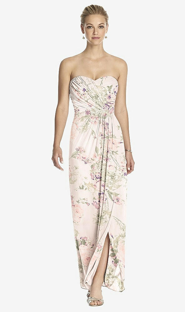 Front View - Blush Garden Strapless Draped Chiffon Maxi Dress - Lila