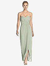 Front View Thumbnail - Celadon Strapless Draped Chiffon Maxi Dress - Lila