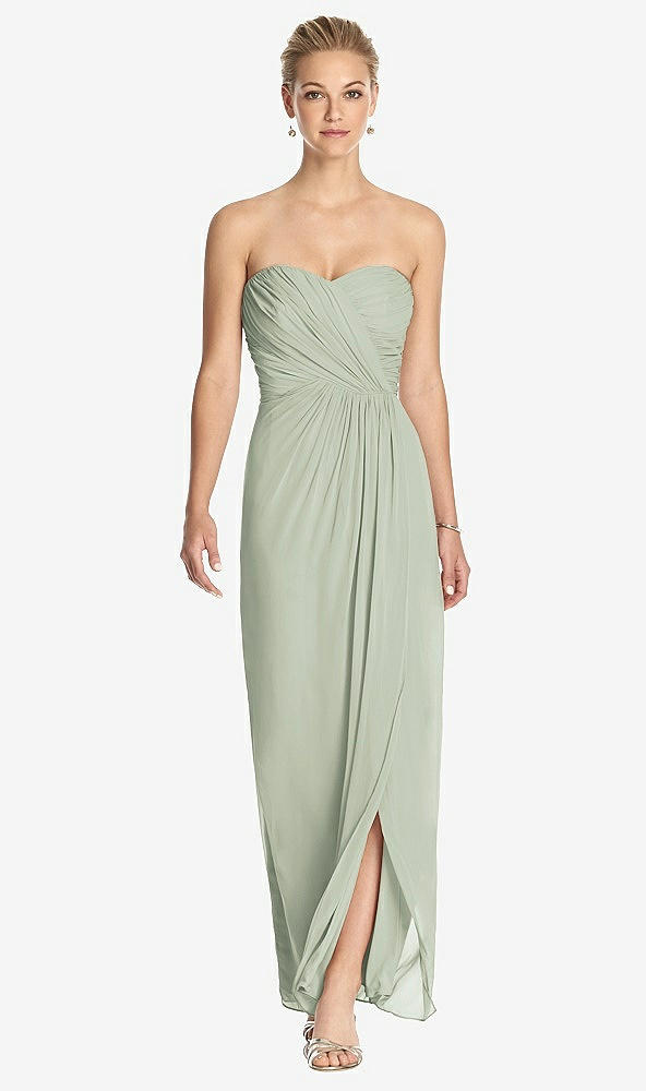 Front View - Celadon Strapless Draped Chiffon Maxi Dress - Lila