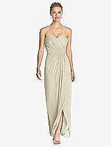 Front View Thumbnail - Champagne Strapless Draped Chiffon Maxi Dress - Lila