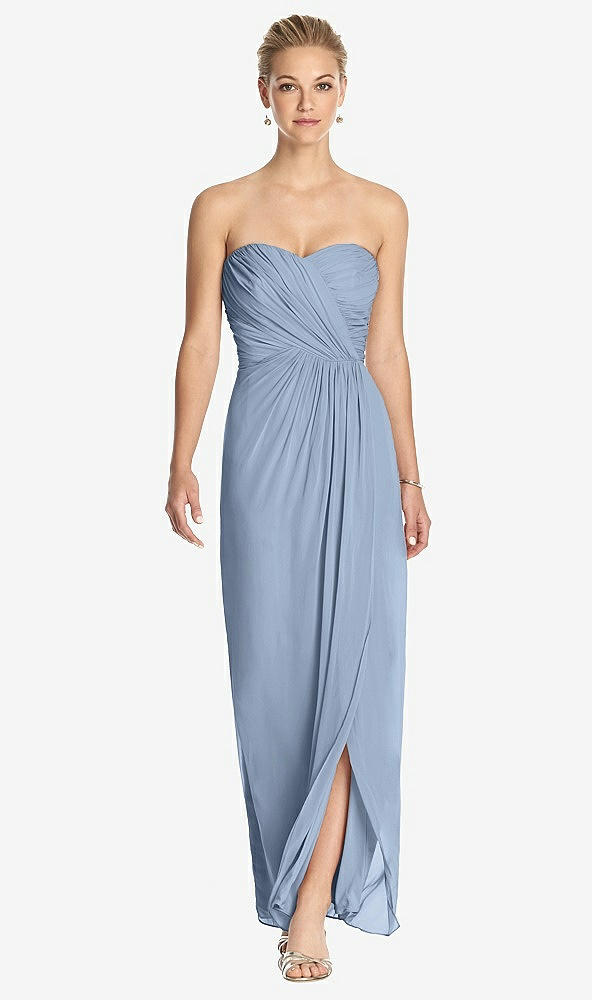 Front View - Cloudy Strapless Draped Chiffon Maxi Dress - Lila