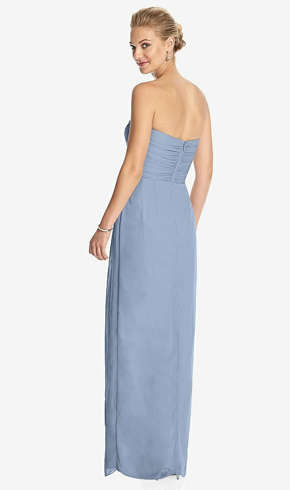 Back View - Cloudy Strapless Draped Chiffon Maxi Dress - Lila