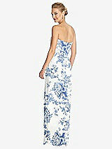 Rear View Thumbnail - Cottage Rose Dusk Blue Strapless Draped Chiffon Maxi Dress - Lila