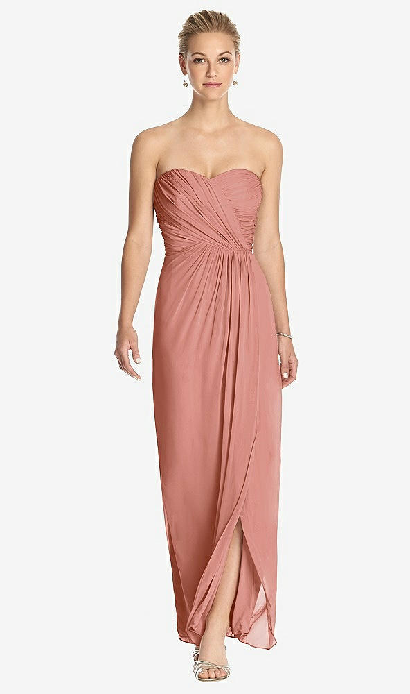 Front View - Desert Rose Strapless Draped Chiffon Maxi Dress - Lila