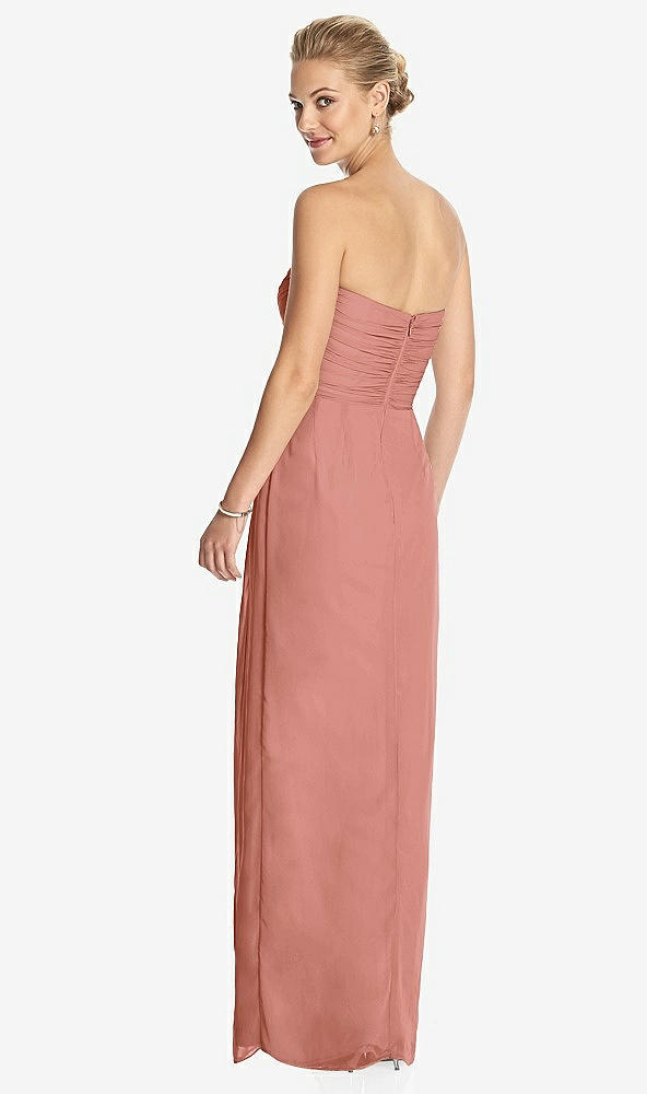 Back View - Desert Rose Strapless Draped Chiffon Maxi Dress - Lila