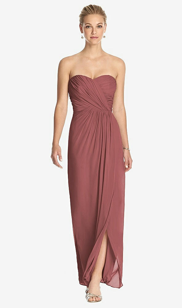 Front View - English Rose Strapless Draped Chiffon Maxi Dress - Lila