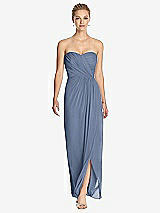 Front View Thumbnail - Larkspur Blue Strapless Draped Chiffon Maxi Dress - Lila