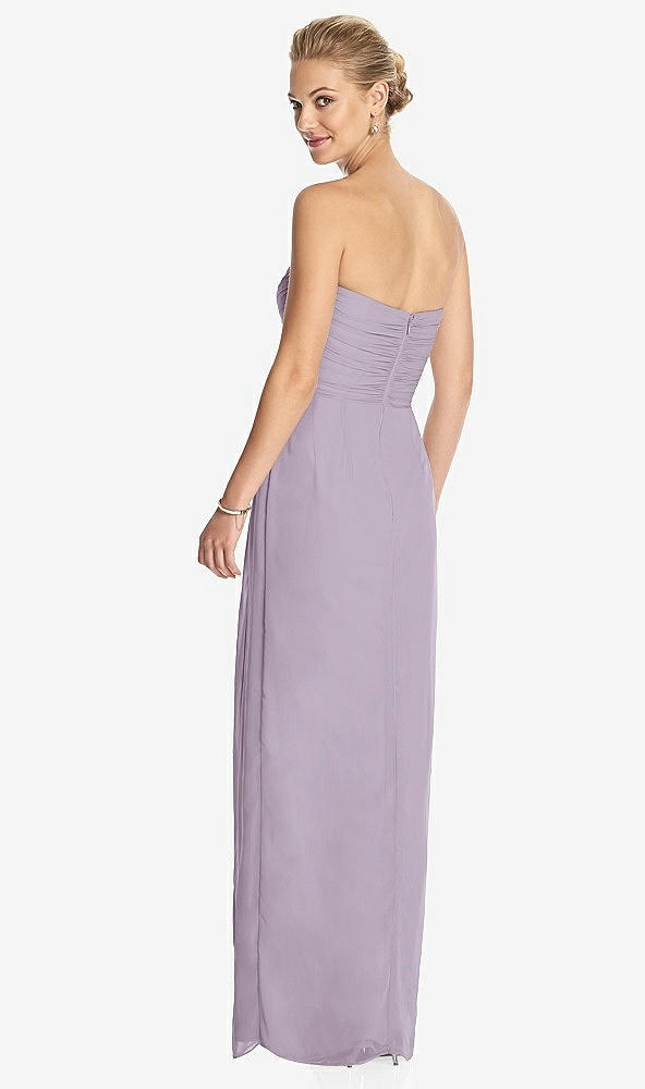 Back View - Lilac Haze Strapless Draped Chiffon Maxi Dress - Lila