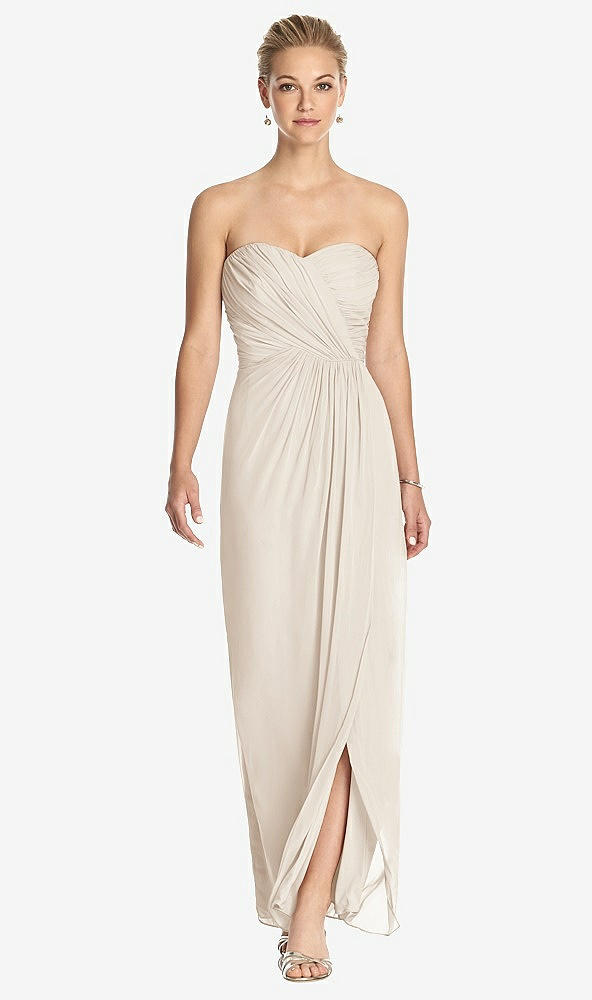 Front View - Oat Strapless Draped Chiffon Maxi Dress - Lila