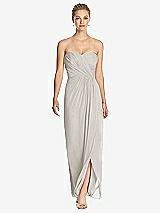 Front View Thumbnail - Oyster Strapless Draped Chiffon Maxi Dress - Lila