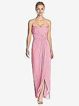 Front View Thumbnail - Peony Pink Strapless Draped Chiffon Maxi Dress - Lila