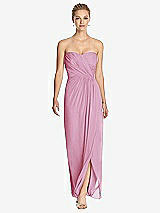 Front View Thumbnail - Powder Pink Strapless Draped Chiffon Maxi Dress - Lila