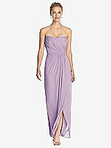 Front View Thumbnail - Pale Purple Strapless Draped Chiffon Maxi Dress - Lila