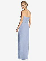 Rear View Thumbnail - Sky Blue Strapless Draped Chiffon Maxi Dress - Lila