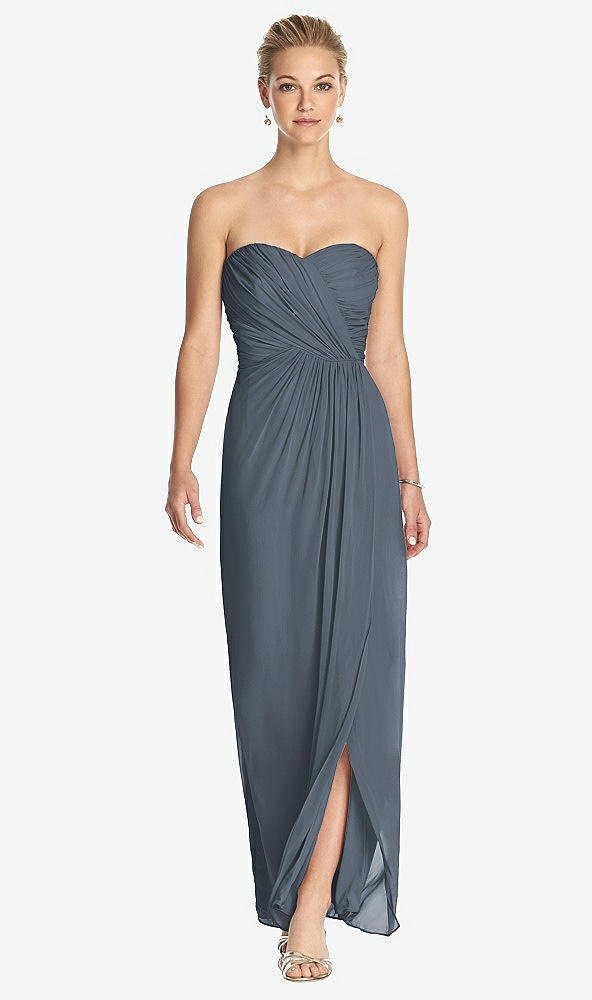 Front View - Silverstone Strapless Draped Chiffon Maxi Dress - Lila