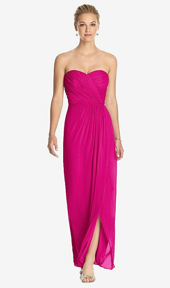 Front View - Think Pink Strapless Draped Chiffon Maxi Dress - Lila