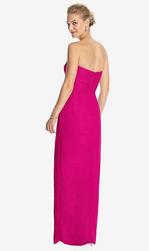 Back View - Think Pink Strapless Draped Chiffon Maxi Dress - Lila