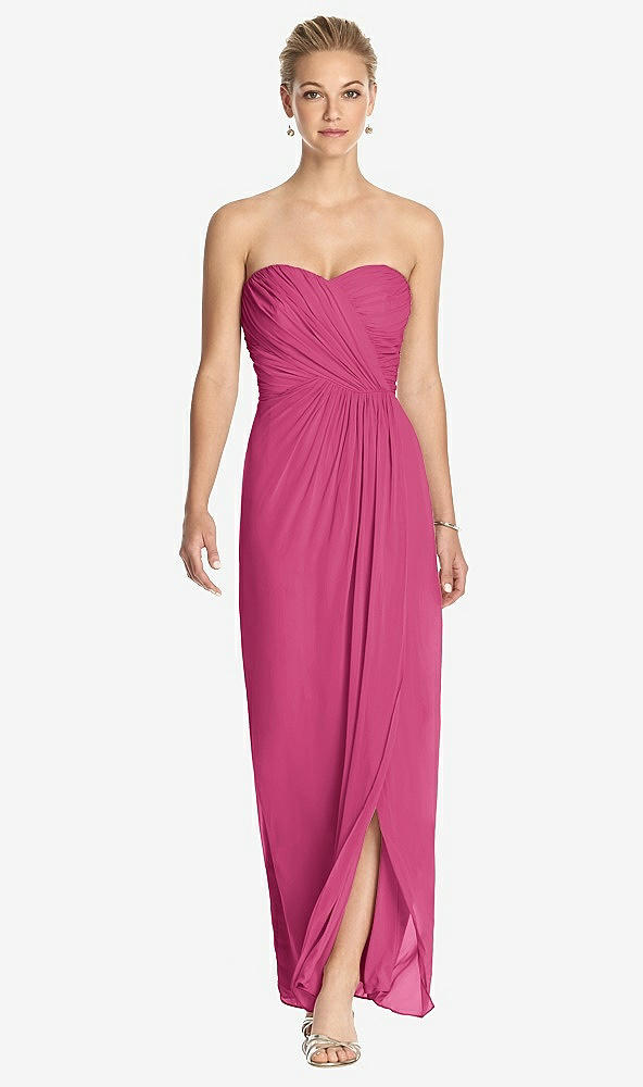 Front View - Tea Rose Strapless Draped Chiffon Maxi Dress - Lila