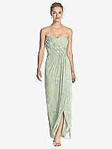 Front View Thumbnail - Vintage Primrose Sage Strapless Draped Chiffon Maxi Dress - Lila