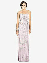 Alt View 1 Thumbnail - Watercolor Print Strapless Draped Chiffon Maxi Dress - Lila