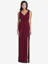 Front View Thumbnail - Cabernet Draped Wrap Maxi Dress with Front Slit - Sena