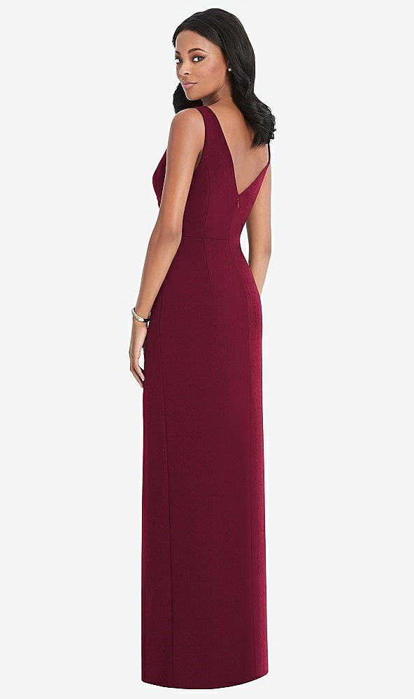 Back View - Cabernet Draped Wrap Maxi Dress with Front Slit - Sena