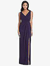 Front View Thumbnail - Concord Draped Wrap Maxi Dress with Front Slit - Sena