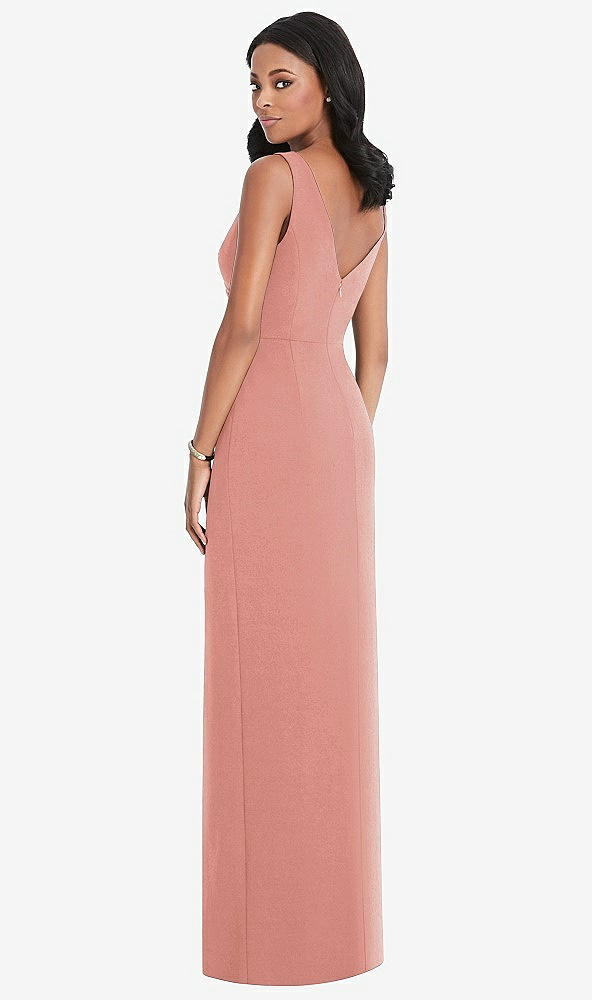 Back View - Desert Rose Draped Wrap Maxi Dress with Front Slit - Sena