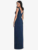 Rear View Thumbnail - Midnight Navy Draped Wrap Maxi Dress with Front Slit - Sena