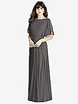 Rear View Thumbnail - Caviar Gray Split Sleeve Backless Maxi Dress - Lila